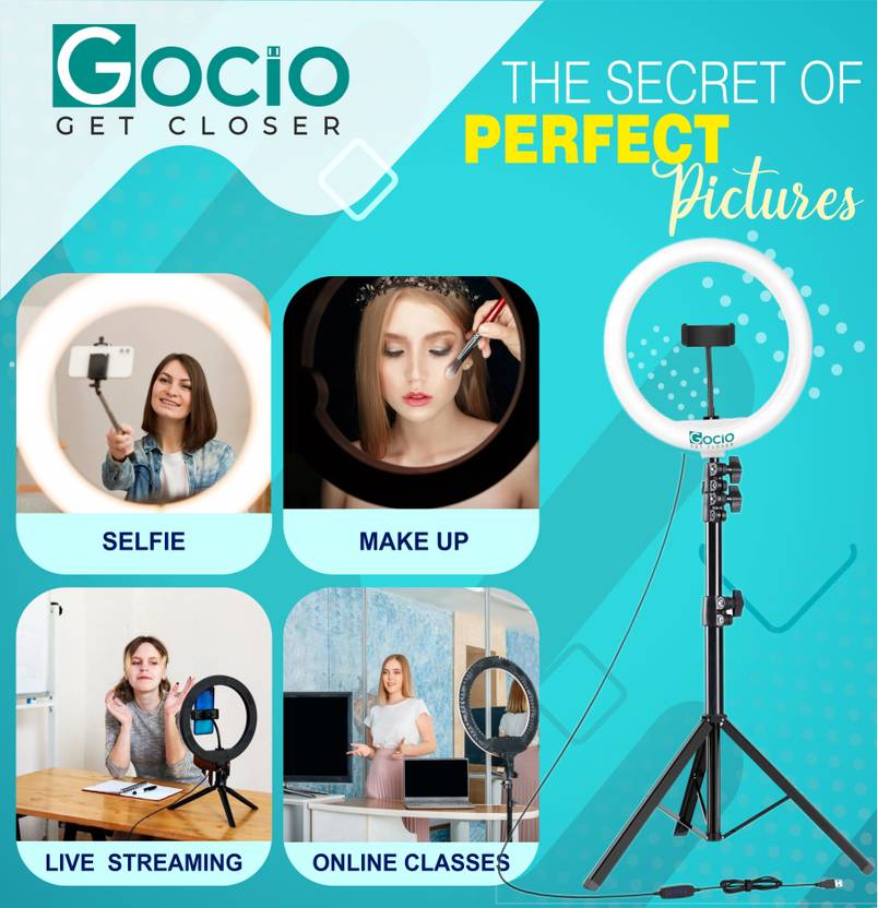 airtech 10" Selfie Ring Light with 7 Feet Stand & Phone Holder For Video and Photo Shoot 3600 lx Camera LED Light