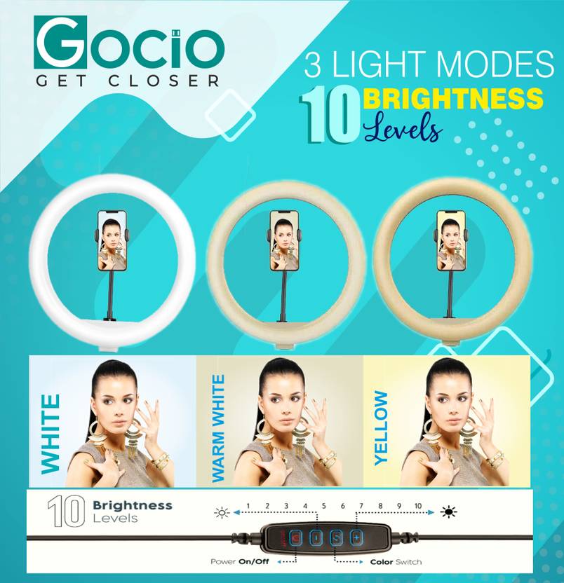 airtech 10" Selfie Ring Light with 7 Feet Stand & Phone Holder For Video and Photo Shoot 3600 lx Camera LED Light