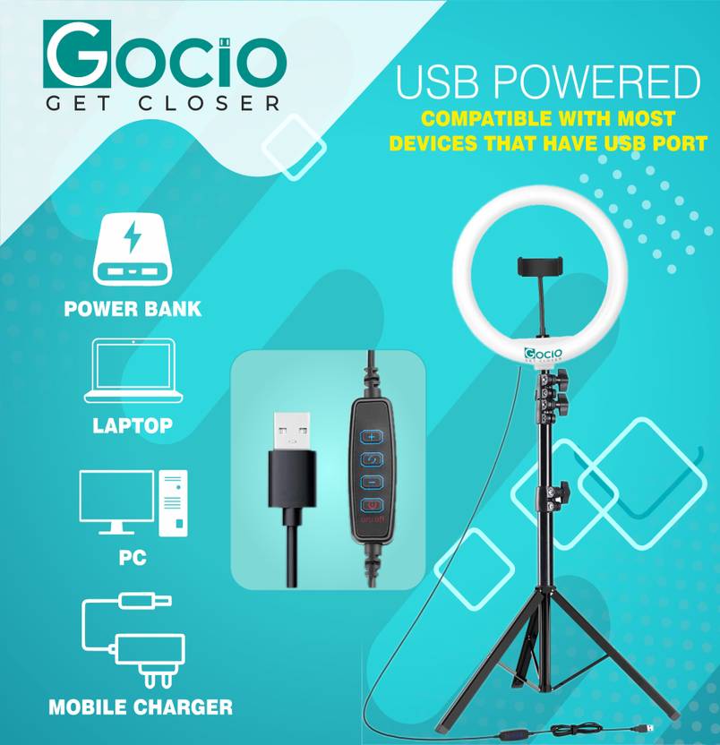 airtech 10" Selfie Ring Light with 7 Feet Stand & Phone Holder For Video and Photo Shoot 3600 lx Camera LED Light