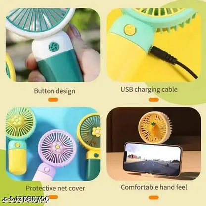 Pack Of 2 Rechargeable Mini Fan Stand Ventilador Portatil Lash Handheld Usb Fan Portable Conditioner Hand Fan