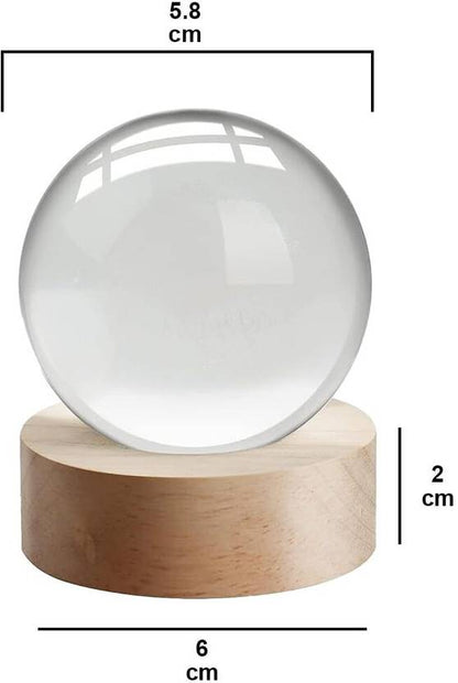 FIZZYTECH 3D Dolphin Crystal Ball Lamp, K9 Crystal Ball Light with 3.15 Inch Wooden Base Night Lamp  (6 cm, 3D Saturn Ball)