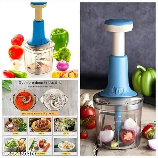 Manual Hand Press Push Chopper with 6 Blades for Effortless Chopping Vegetables & Fruits (Assorted, 1200 ml, Plastic)