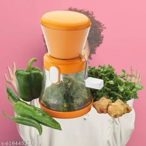 Hirapara Manual Chili Garlic Cutter – Handheld Garlic Chopper & Green Chilli Slicer | Stainless Steel Vegetable Chopper for Kitchen, Easy to Use & Clean | Manual Food Chopper with Clear Container