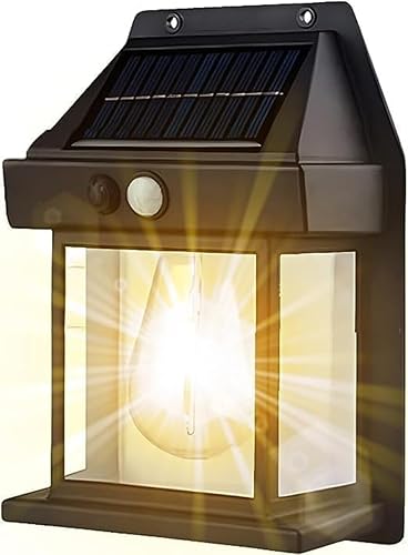 Tungsten Bulb LED Solar Outdoor Garden Wall Light with Sensor Wireless Ip65 Solar Wall lamp-Warm