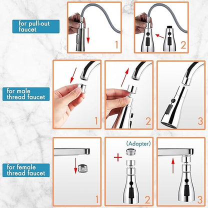 Nubilous Tap Extender for Kitchen Sink, Flexible Faucet with Tap Extension for Convenient Use Upgrade Your Kitchen Sink with Flexible Tap for Easy Access, 24 mm,22 mm