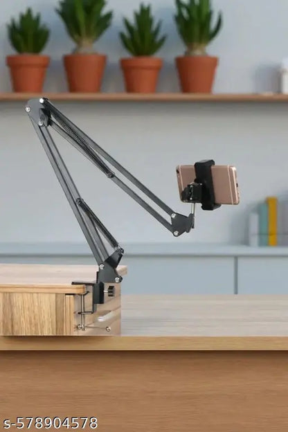 Latest adjustable metal mobile stand for desk lightweight video tripod stand for mobile 360° Rotation universal mobile stand phone video recording bed holder table tripod and tablet stand for table