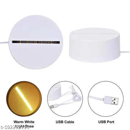 ZIZATRENDZ Glow Round Acrylic Writing Board with 3 Reusable Sheets & 12 Pens | Warm White LED Base | Fun Doodle & Memo Pad for Kids, Home & Office