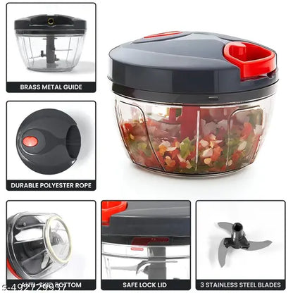 R R  dori handy 450 ml manula chopper for vegetables and fruit chopping (grey colour, 450ml)