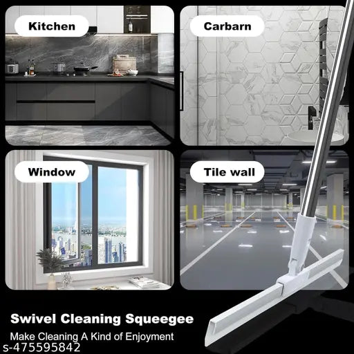 Magic Broom Silicon Floor Wiper Long Handle 180 Degree Rotating Squeegee Broom for Cleaning Silicon Rubber Floor Scrubber for Home Garages Bathroom Tile Marble Glass Window Cleaning (Wiper)