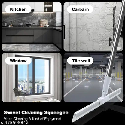 Magic Broom Silicon Floor Wiper Long Handle 180 Degree Rotating Squeegee Broom for Cleaning Silicon Rubber Floor Scrubber for Home Garages Bathroom Tile Marble Glass Window Cleaning (Wiper)