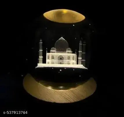Ball Night Light with Wooden Base, Aesthetic r LED Lamp for Home and Bedroom Touch Switch, Warm Light for Kids and Teens Perfect Birthday & Anniversary (Taj Mahal) ₹202