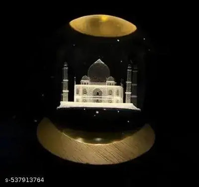Ball Night Light with Wooden Base, Aesthetic r LED Lamp for Home and Bedroom Touch Switch, Warm Light for Kids and Teens Perfect Birthday & Anniversary (Taj Mahal) ₹202
