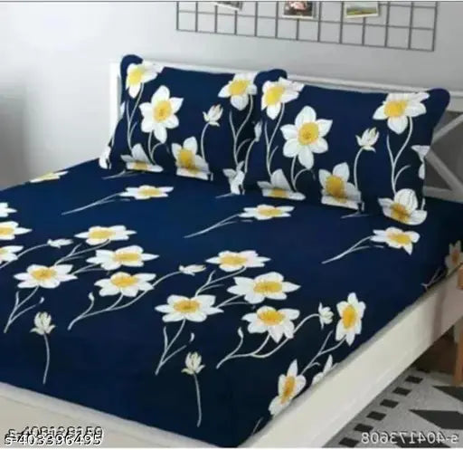 Glace-Cotton Bedsheet For Double Bed With Pillow Cover