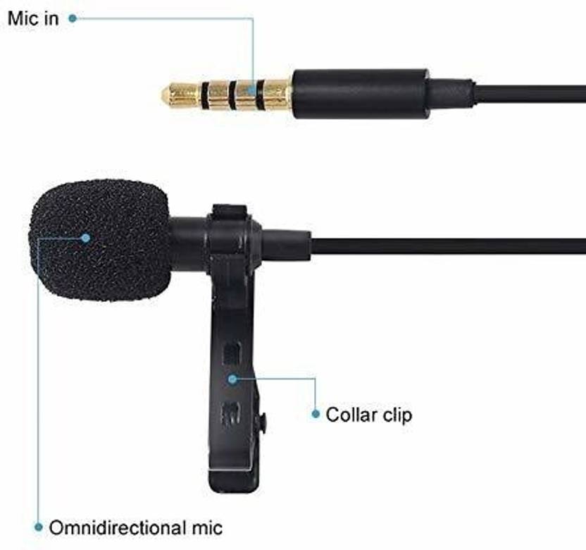 Hybite Lapel Mic Mobile Collar Metal Mic Clip Microphone For , Voice Recording, PC, Laptop, Android Smartphones, DSLR Camera Microphone 3.5mm Clip Microphone For Youtube | Collar Mike for Voice Recording Microphone Microphone
