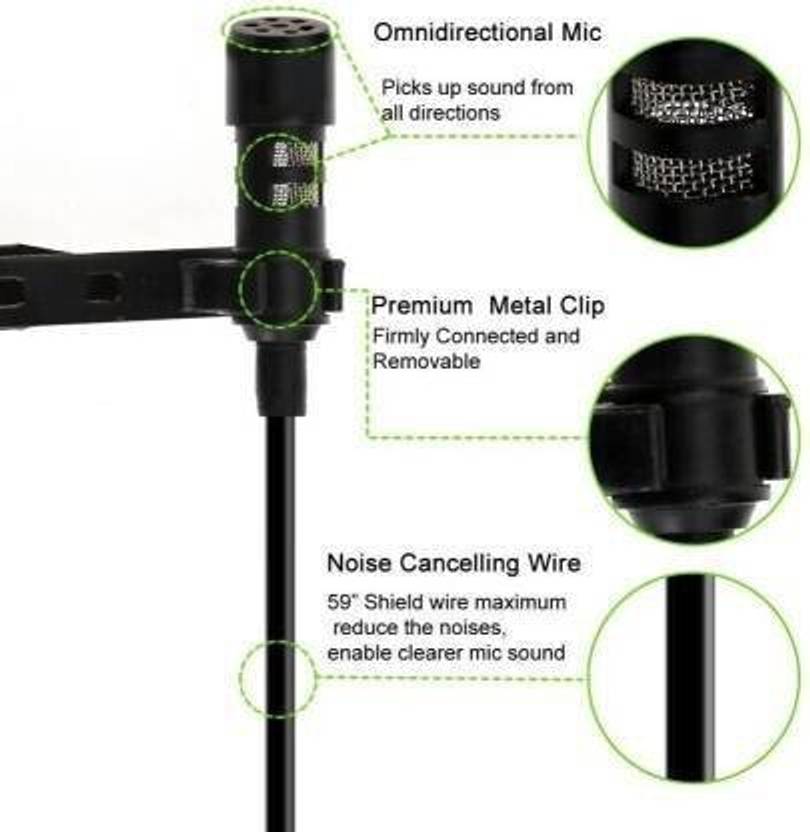 Hybite Lapel Mic Mobile Collar Metal Mic Clip Microphone For , Voice Recording, PC, Laptop, Android Smartphones, DSLR Camera Microphone 3.5mm Clip Microphone For Youtube | Collar Mike for Voice Recording Microphone Microphone