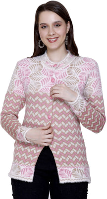 chatanya Self Design Round Neck Casual Women Pink Sweater