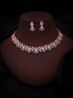 brado jewellery Brass Gold-plated Rose Gold, White, Pink Jewellery Set