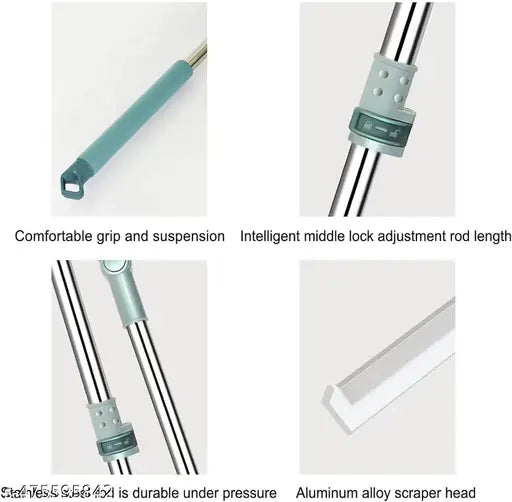 Magic Broom Silicon Floor Wiper Long Handle 180 Degree Rotating Squeegee Broom for Cleaning Silicon Rubber Floor Scrubber for Home Garages Bathroom Tile Marble Glass Window Cleaning (Wiper)