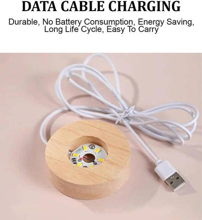 FIZZYTECH 3D Dolphin Crystal Ball Lamp, K9 Crystal Ball Light with 3.15 Inch Wooden Base Night Lamp  (6 cm, 3D Saturn Ball)