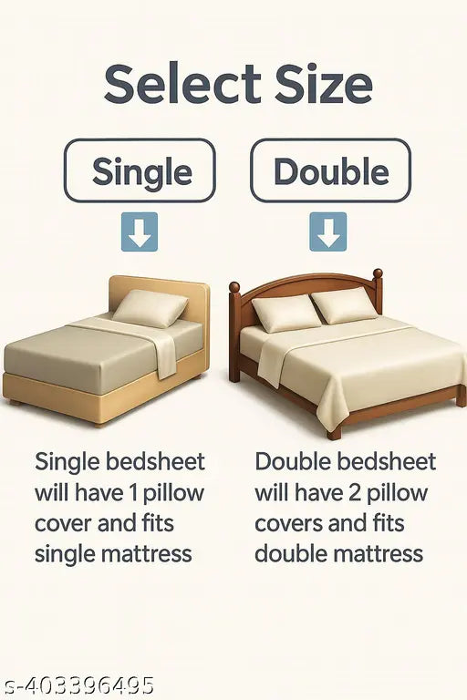 Glace-Cotton Bedsheet For Double Bed With Pillow Cover