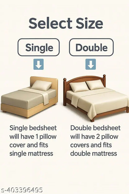 Glace-Cotton Bedsheet For Double Bed With Pillow Cover