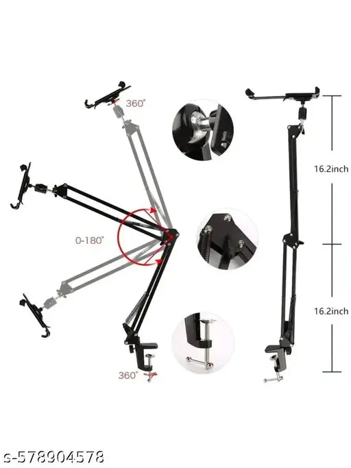Latest adjustable metal mobile stand for desk lightweight video tripod stand for mobile 360° Rotation universal mobile stand phone video recording bed holder table tripod and tablet stand for table