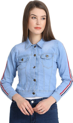 BM ENTERPTISES Full Sleeve Washed Women Denim Jacket
