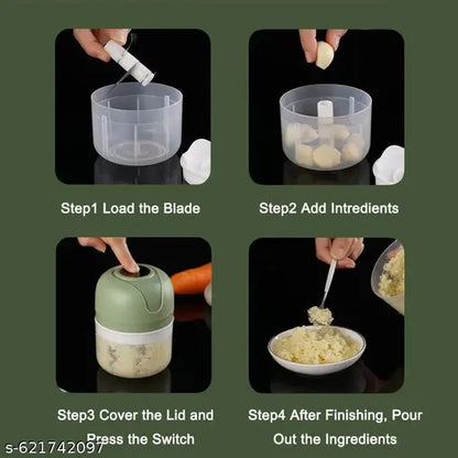 Mini Electric USB Rechargeable Food Chopper | Vegetable, Garlic, Onion, Ginger, and Nut Cutter | Portable Electric Mini Grinder (250ml Capacity)