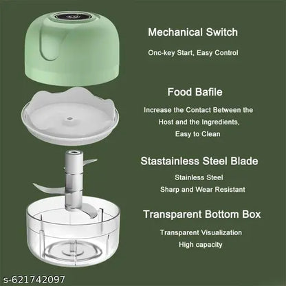 Mini Electric USB Rechargeable Food Chopper | Vegetable, Garlic, Onion, Ginger, and Nut Cutter | Portable Electric Mini Grinder (250ml Capacity)