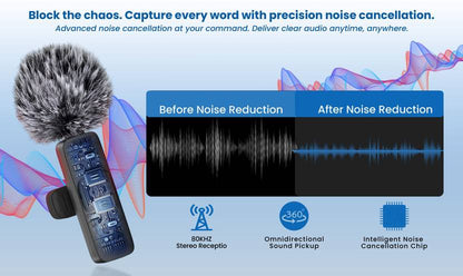 MAK Wireless Noise Cancelling Mic for YouTube Vlogs, Podcasts & Streaming Microphone