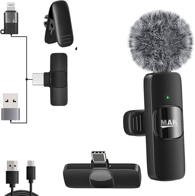 MAK Wireless Noise Cancelling Mic for YouTube Vlogs, Podcasts & Streaming Microphone