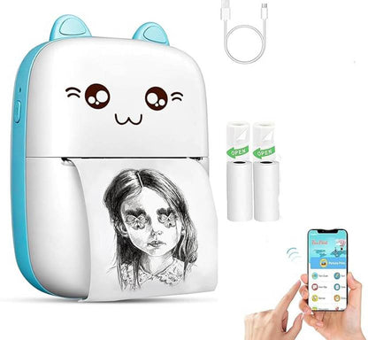 Teksqr X1 58mm Receipt + Label Thermal Bluetooth Printer with 2 Pcs Thermal Roll Thermal pocket printer